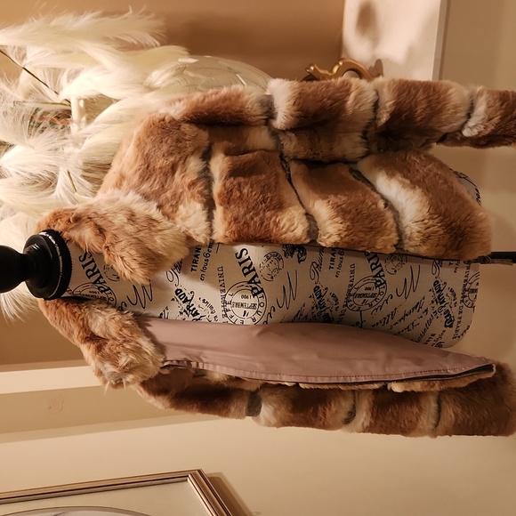 Vintage June  genuine natural rabbit fur and leather details  jacket  size M - Picture 12 of 17